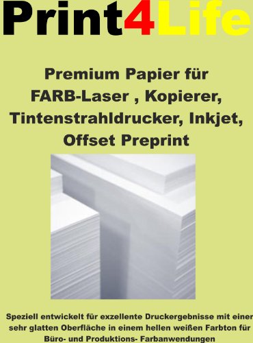 125 Blatt Din A4 200g /m² Premium Papier FARB-Laser , Kopierer, Tintenstrahldrucker, Inkjet, Offset Preprint , Digitaldruckpapier weiß matt , Kopierpapier