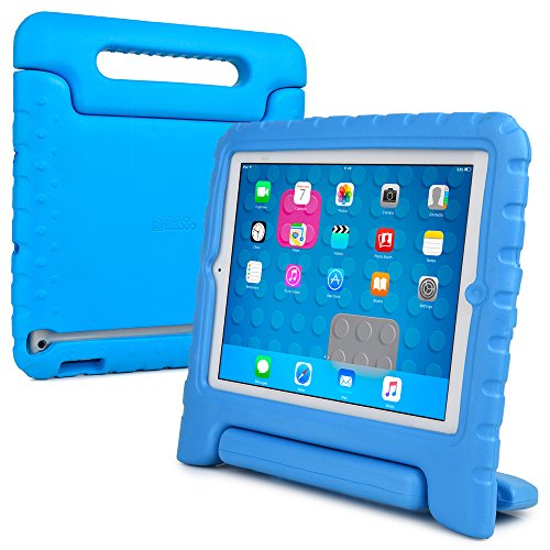 iPad 4 3 2 hülle fur kinder, COOPER DYNAMO Beanspruchbare, strapazeirfähige, robuste, gepolsterte Hartschalenhülle mit integriertem Griff, Standfunktion & durchsichtigem Displaysschutz (Blau)