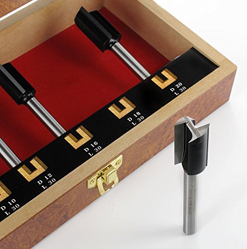 ENT 6-tlg. HW Oberfräser Nutfräser Set mit HW-Grundschneide – Ø 8 – 10 – 12 – 16 – 18 – 20 mm – Schaft Ø 8 mm – Länge: 90 mm - 4