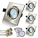 Produktbild HiBay® Eckig Einbaustrahler Set 4 x Einbauspot GU10 LED 5W 18PCS High Power LEDs SMD Edelstahl gebürstet Schwenkbar Einbaurahmen Naturalweiß Einbauleuchten Strahler,2 Jahre Garantie