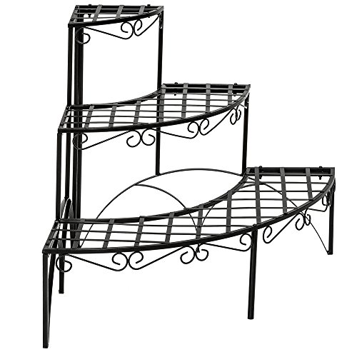 TecTake Pflanzentreppe Blumenbank 3 Stufen rund – belastbar bis 30 kg – ca. 60x60x60cm - 4