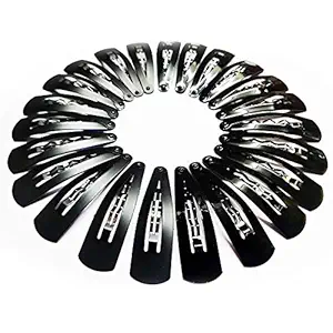meNmy? Glossy Black Metal Tic Tac Hair Clips for Women Pack of 24 Pieces