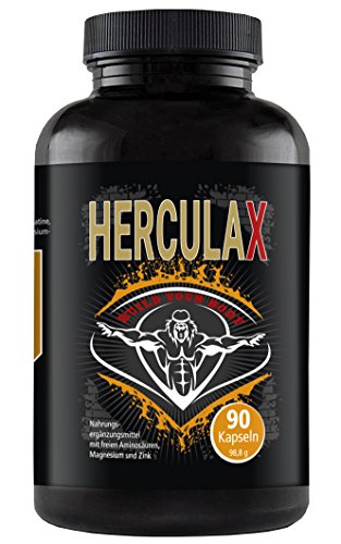 Preisvergleich Produktbild HERCULAX - Hochdosierte Booster Kapseln Muskelaufbau I Fettverbrenner Bodybuilding Nahrungsergänzungsmittel Fatburner I 90 L-Arginin Kapseln hochdosiert für schnellen und extremen Muskelwachstum