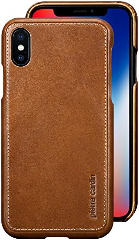 iPhone X Leather Case, Pierre Cardin Premium Luxurious Classic Business Style Sofe Back Shell Cover for Apple iPhone 10 Brown