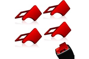 VICBOU 4 Stück Sicherheitsgurt Schnalle Clip,Legierung Gurtschnalle Auto, Anschnaller,Universal Gurtalarm Stopper,für die Meisten Pkw Lkw Transporter Geeignet (Rot)