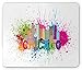 Produktbild WYICPLO Chicago Skyline Mouse Pad, Splash of Colorful Paint Background with Text of Chicago and Cityscape, Standard Size Rectangle Non-Slip Rubber Mousepad, Multicolor