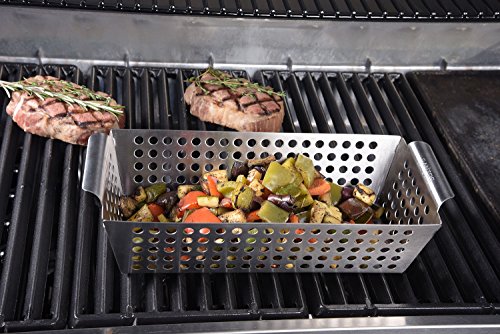 Santos Grillwok rechteckig tief Edelstahl für Gemüse und Schrimps auf Gasgrill oder Kohlegrill - 7