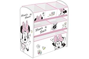 Familie24 Holz Spielzeugregal Minnie Maus Mädchenregal Kinderregal Organizer Minnie Mouse