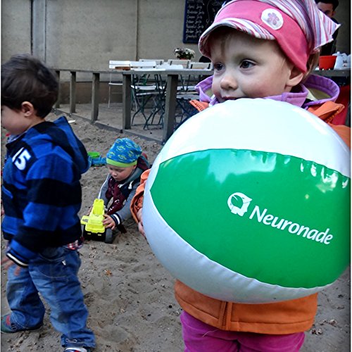 Wasserball 25 – 30 cm Durchmesser von Neuronade, Strandball klein in grün & weiß – Phtalatfreies Wasserspielzeug - 6