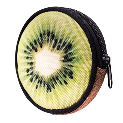 Preisvergleich Produktbild Geldbeutel Runde Geldbörse mit Reißverschluss Taschenorganizer Münzbörse Kiwi [041]