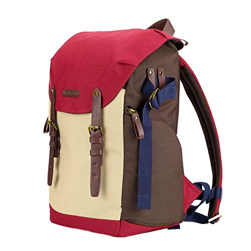 Koolertron Sac    Dos Sac de Cam  ra Sacoche de Voyage en Nylon Professionnel pour Appareil Photo Reflex DSLR Canon EOS  Nikon Sony avec Housse de pluie   tanche  Rouge 