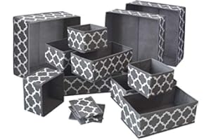 VERONLY Schubladen Ordnungssystem Schrank Organizer Kleiderschrank, Aufbewahrungsboxen für Kleidung, Faltbare aufbewahrungsbox für socken, Unterwäsche, Krawatten, 12er-Set (Grau)