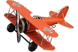 UPOSAO Modello Di Aeroplano Retrò, Metallo Vintage Mini Biplano Giocattolo in Ferro Battuto Adatto Oggetti Di Scena Per Foto Studio Decorazione Desktop Ufficio