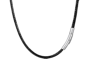 PROSTEEL Kunstleder Halskette/Armband Schwarz geflochten Lederkette Lederband 2mm/3mm breit Damen Herren Kette für Anhänger mit Edelstahl Verschluss 41-76cm wählbar