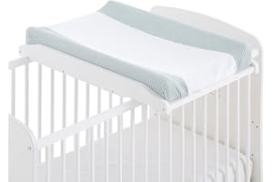 COOL · DREAMS - Cambiador bebe Maya de madera Cuna y Maxicuna + Cambiador plastificado + Funda Rizo impermeable 100% lavable. Green Granite Gofre