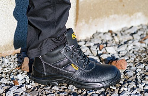 Männer Leder Sicherheitsstiefel wasserdicht S3 Stahlkappe Arbeitsschuhe knöchelhoch 1007 Black Hammer - 8