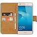Produktbild Ambaiyi Flip Echt Ledertasche Handyhülle Brieftasche Hülle Schutzhülle für Huawei Honor 5C Hülle , schwarz