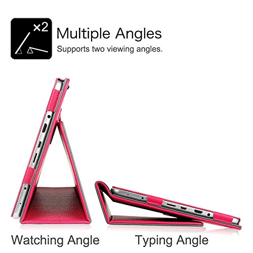 Fintie Odys Iron Hülle Case – Slim Fit Folio Kunstleder Schutzhülle Cover Tasche mit Ständerfunktion und Stylus-Halterung für Odys Iron 24,6 cm (9,7 Zoll) Tablet-PC, Magenta - 4