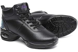 WEBROSISTOL Zapatos de Baile Latino Mujer Salsa Antideslizantes Comodos Cuero Zapatillas Baile Moderno Jazz Calzado Negro Blanco