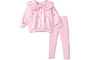 TCWWBB Girls Kids Outfits Clothes Set Toddler Cute Unicorn Bunny Bowknot Birthday Print long Sleeve Cotton Shirt jumper Dresses Tops Leggings Trousers Pants 2 Piece Clothing Set Age 1-7 Years Old