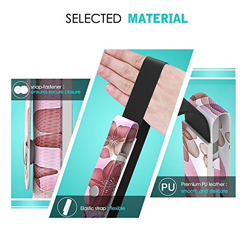 MoKo Halter für Apple Pencil – Premium PU Leder Bleistift Stift Schleife Sleeve Cover Schreibzeug Schreibgerät Beutel mit abnehmbare Gummiband für Apple iPad Pro 9.7 Zoll Hülle Case, Blumen Violett - 3
