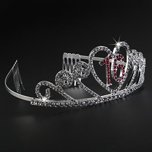Pixnor 16. Geburtstag Tiara Kristall Prinzessin Crown - 6