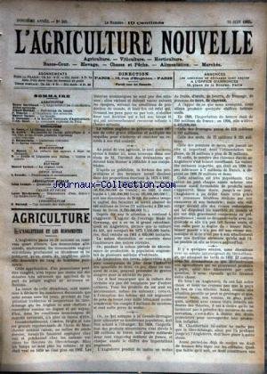 AGRICULTURE NOUVELLE (L') [No 583] du 21/06/1902 - AGRICULTURE PAR MARCHAND - BERTHOT - VIMEUX - VACHER - GUENAUX ET BOUE - HORTICULTURE PAR MOTTET - VITICULTURE PAR CANU - PELLET ET BATTANCHON - LE REGIME VERT PAR VACHER - FAUCHEUSES ET MOISSONNEUSES AR TROUDE - BRACONNIERS D'EAU DOUCE PAR BRECHEMIN francais