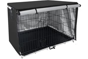 TONGYUNDACHENG Housse de Cage pour Chien,Coupe-Vent et résistant à la poussière pour Niche pour Animal Domestique,Accessoires pour Animaux domestiques,s'adapte à la Plupart des Cages pour Chien (Noir,94x61x63 cm)