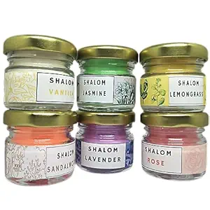Shalom Handmade Lavender, Vanilla, Rose, Lemongrass and Sandalwood Scented Soy Wax Mini jar Candle Combo Pack for Aromatherapy, Home Decoration, Birthday, Bedroom, Living Room | 6+ Hrs