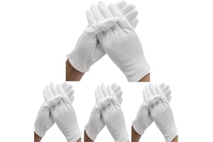 BWEISSTH 24 Stück (12 Paar) weiße Baumwollhandschuhe für trockene Hände, feuchtigkeitsspendend, Kosmetik, Ekzem, Spa und Münzschmuck, Inspektion, Servierhandsc