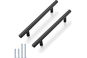 Probrico Lot de 10 poignées de meuble - En acier inoxydable - Espacement des trous : 128 mm - Noir