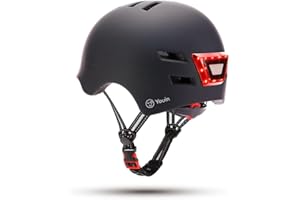 Youin Casco Homologado con LED Frontal y Trasera - Color Negro - Talla L (55-62cm) - Protección y Visibilidad para Patinetes y Bicicletas - Ventilación Ajustable - Diseño Ligero y Ergonómico