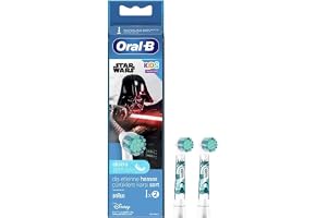 Oral-B EB10s-2 SW Kids - Electric Rechargeable Toothbrush Heads, Replacement Refills Featuring Star Wars Characters (Pack of 2) - Extra Soft - 3+ Years – White