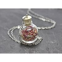 Kornblume Liebe Kugelkette - mit echten Blüten blättern pupur - Edelstahl