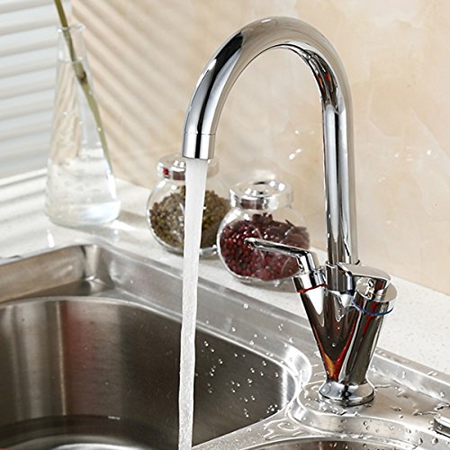 TAPCET Wasserhahn Küche Mischbatterie Armatur einhebel Küchenarmatur mit Zweigriff Drehbar Spüle Chrom Hahn Silber für Bad oder Küche