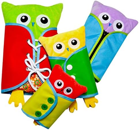 Millya Toddlers Early Learning Basic Life Skill Lovely Owl Shaped Learn to Dress Doll Toys-Zip,Button,Buckle,Lace