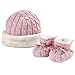 Produktbild Natures Knits Organic Cotton Cable Hat & Booties Fur Lined Gift Set.Pink