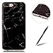 Produktbild Apple iphone 7 Plus 5.5 Inch Hülle - Feeltech [2 in 1 Berühren Sie Stift] Marmor Stein Effekt Muster Bunte Gemalte Jade Entwerfer Weich Ultra Dünne TPU Stoßfängerabdeckung mit Silikongel Haut Gummigehäuse Flexible Schale Glatt Transparent Zurück Fall Protective für Apple iphone 7 Plus 5.5 Inch Hülle - Schwarzer Marmor Gedruckt