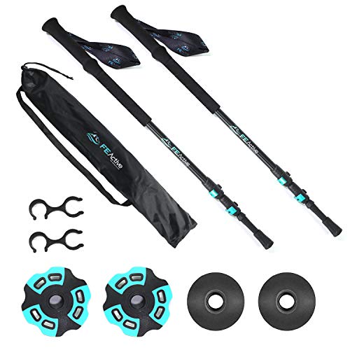 FE Active - Bastones de Senderismo ultraligeros Fabricados con Aluminio 7075, Mango de EVA, bloqueos rápidos de Aluminio para Trekking, Excursionismo I Diseñados en California, EE.UU.