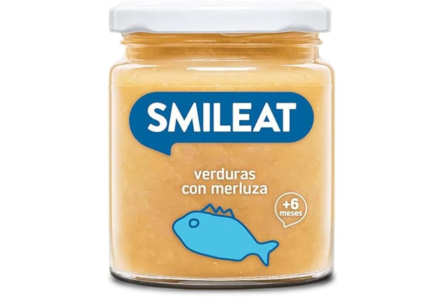 Smileat - Tarrito infantil de Verduras con Merluza - para Peques +6 Meses - Sin Azúcar ni Sal Añadido - Materia Prima de Cali