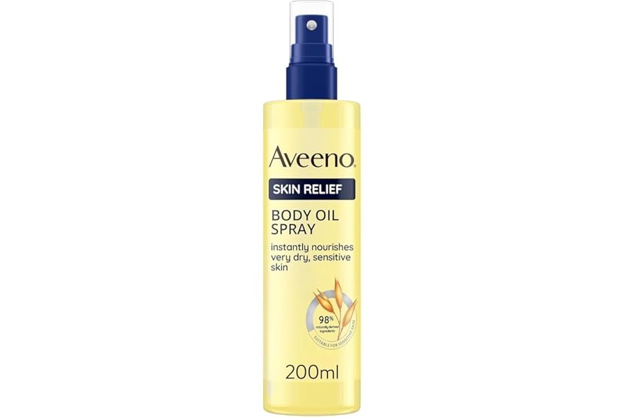 Aveeno Skin Relief Body Oil Spray, With Oat Oil & Jojoba Oil, Suitable For Sensitive Skin, Instantly Nourishes Very Dry, Sensitive Skin, Suitable for a Massage, 200ml