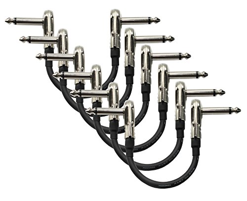 Mogami 2319 - 6 cables de efectos para guitarra de perfil 0,25 pulgadas, 15,24 cm, perfil bajo, conectores acodados redondos planos