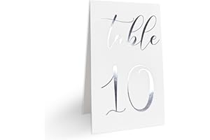 GRVICH 1-15 Wedding Table Numbers, Double Sided Tent Cards Foldable Table Numbers, Silver Foil Table Number Cards, for Wedding Reception Table Setting - 4.3 x 7 Inch - Silver
