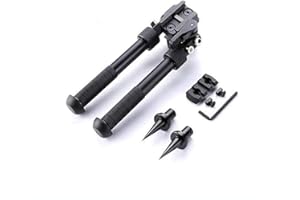 Bipod V8 pour Airsoft Bipod-6.5-9 Pouces Bipod de Fusil Tactique réglable, Montage à Levier CNC QD, Adaptateur Rotatif à 360 degrés avec Clous bipied et Montage sur Rail Keymod Picatinny