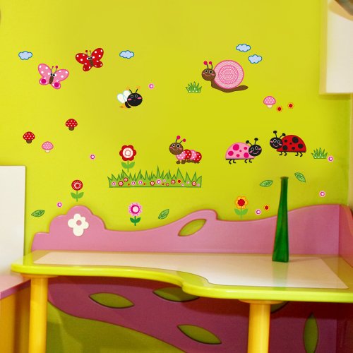 Wandkings Krabbelwelt Wandsticker Set, 35 Aufkleber, 2 DIN A4 Bögen, Gesamtfläche 60 x 20 cm - 4