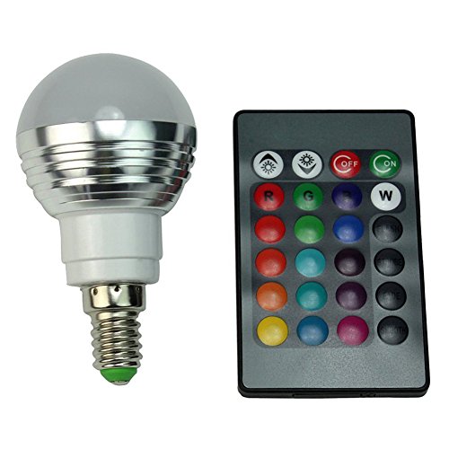 TOOGOO(R) LED Gluehbirne + Fernbedienung Farbwechsel Leuchte, E14 3W RGB LED-Lampe Bulb, LED-Gluehbirne mit Magie Wireless Remote Control