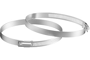 Hon&Guan 200 mm Stainless Steel Dryer Vent Clamp, Adjustable Worm Drive Flexi Hose Clamp for Automotive Mechanical Agriculture (Pack of 2)
