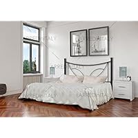 Letto Matrimoniale in Ferro Colore Nero Grafite con GIROLETTO PREDISPOSTO per Rete con Piedini 160 X 190 CM. Non Inclusa - Prodotto Made in Italy - ARR067