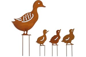 HAOHAI 4 pali in metallo da giardino con sagoma animale, animali in metallo, arte decorativa (giallo)