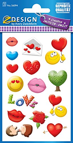 Avery 56094 Deko  Emoticon Love  material de papel  2 hojas  30 Etiqueta